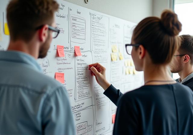 Strategic architectural planning session at Baukronix Advisors